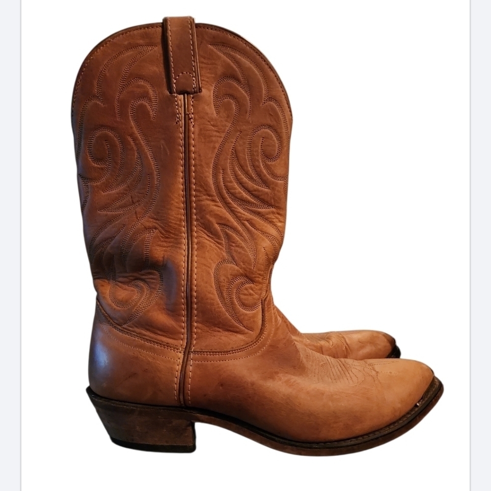 Laredo Vintage Western Cowboy Boots 38018 Men 10D Brown Embroidered Made In USA